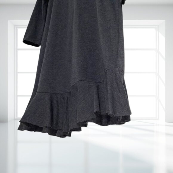 Zara Trafaluc Gray Long Sleeve Ruffle Hem Shift Dress | Cotton Blend Casual Comf - Picture 5 of 10